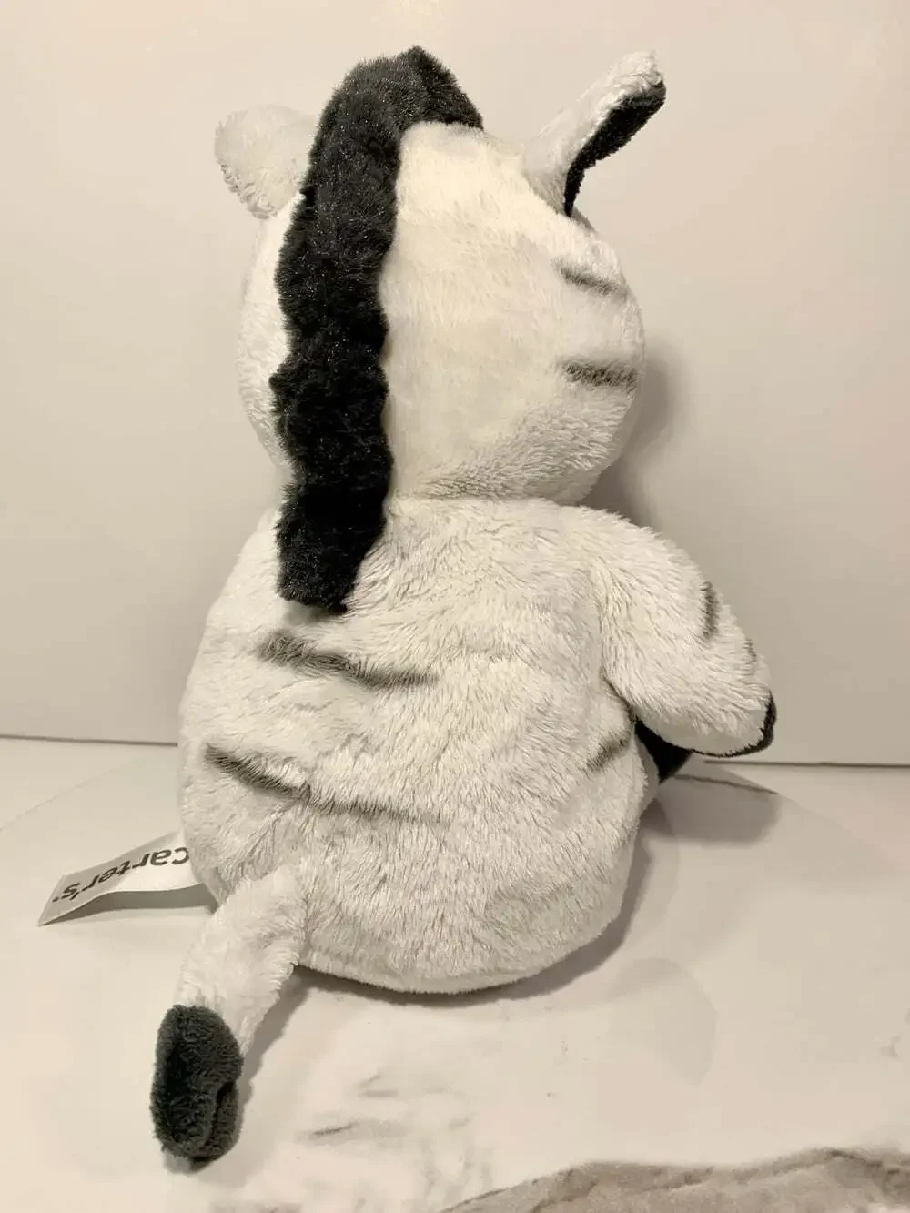Carter’s Zebra Plush 2012 sewn eyes white and grey stripes